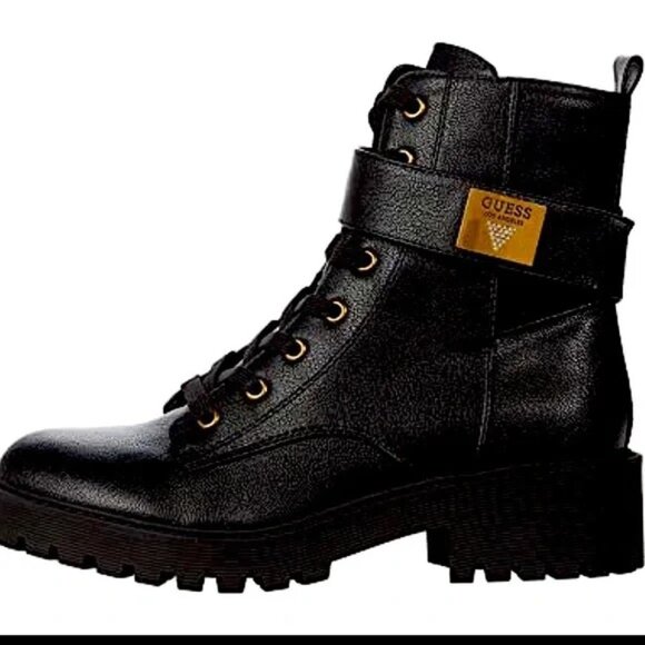 Guess Caleena Womens Black Ankle Combat Boots Size 8M - Picture 1 of 9